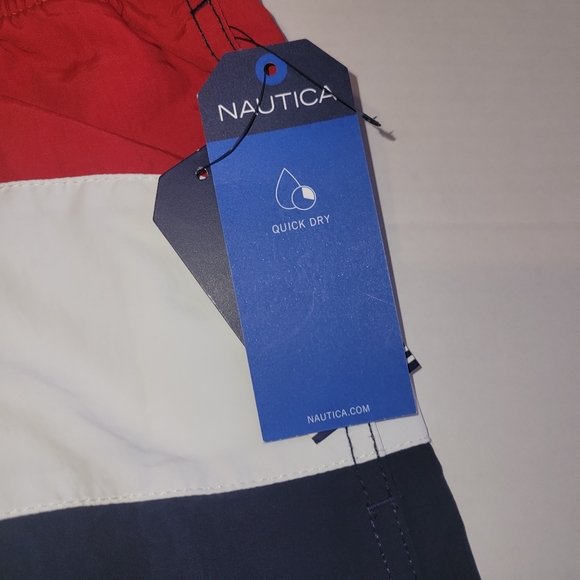 Nautica Mens Classic Fit Colorblock Style Swim Trunks - Size Medium - Picture 4 of 9